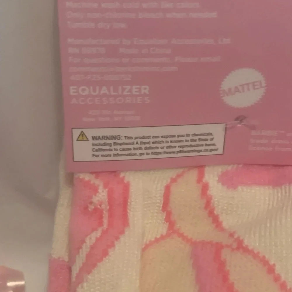 CUTE NEW BARBIE Pink and Cream Crew Socks cowgirl hat and cowboy boot print NWT